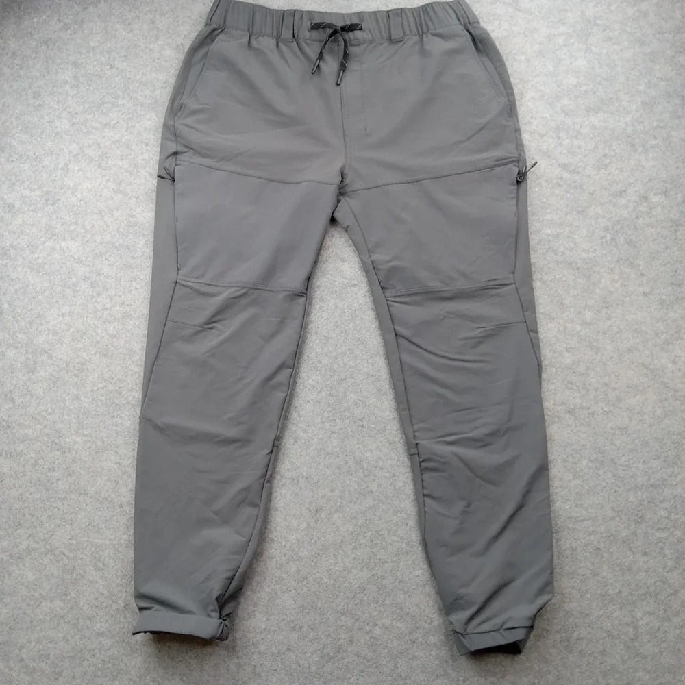 BYLT Pants Mens XL Gray Woven Joggers Elastic Waist Zip Pockets Stretch Athletic
